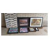 Lot of 7 Framed Motorcycle Photos Various Sizes.