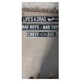 Lot of 3 Metal Wall Signs. 2 36"L 1 24"L