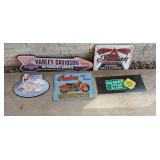 Lot of 5 Various Wall Signs. 3 Metal. 2 Wood.