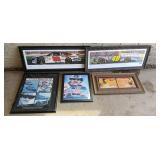 Lot of 5 Various Framed NASCAR Posters/Art.