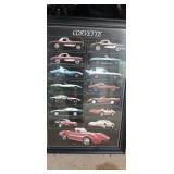 Framed Corvette Poster.  Measures Approximately