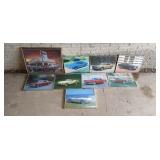 Lot of 9 Various Framed Car Photos.  Quaker Steak