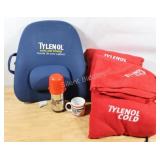 Tylenol Cold Thermos, Back Rest, Blankets