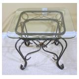 Beveled Glass Top Wrought  Iron Side End Table 2-2