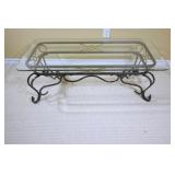 Beveled Glass Top Wrought Iron Coffee Table