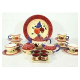 Hand Painted Ceramic Tea Service & Platter Set