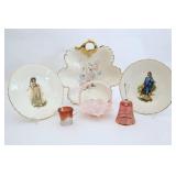 Victorian Style Plates, Cranberry Glassware,Basket
