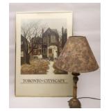 Toronto City Scape Framed Poster w Table Lamp