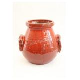 Heavy Red Ware Glazed Pottery Jug / Vase