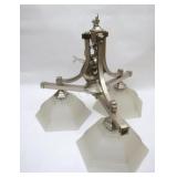 Three Light Brushed Stainless Frosted Chandelier