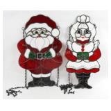 Large Stain Glass Mr & Mrs Santa Claus