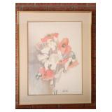 Pat Lee Signed Watercolor Floral Poppies