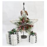Mantel Star & Gift Box Christmas Decor
