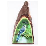 Slice Wood with Blue Jay Litho Print