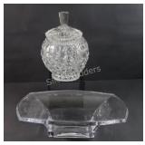 Pressed Glass Cookie Jar & Glass Designer Bowl