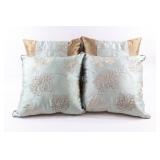 Set of Four Teal & Brown Toss Cushions