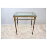 Brushed Bronze Thick Glass Side Table