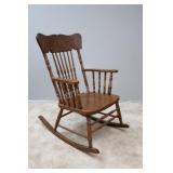 Wood Rocking Chair with Carved Backer