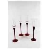 Tall Ruby Red Glass Candle Centre Piece Holders