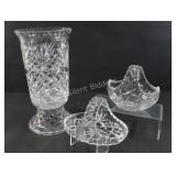 Cut Glass Candle Holder 2PC with Candy Baskets
