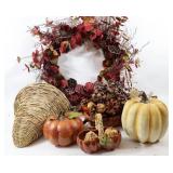 Fall Autumn Decor Wreath, Ceramic Decor