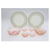 Floral Designer Cake Platters & Pink Serving Bowls