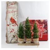 Christmas Plank Board, NEW Mantel Tree Set, Tray
