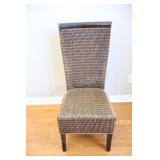 Rattan & Wicker Wood Frame High Back Accent Chair
