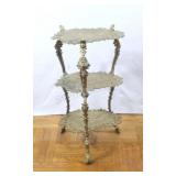 Three Tier Decorative Brass Etched Plant Stand