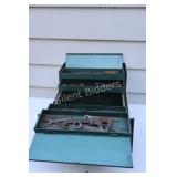 Metal Tool Box with Vintage Hub Pullers & More