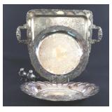 Silverplate Trays & Bowls w S&P Bird Shakers