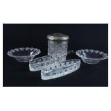 EAPG Cut Glass Hair Pin Containers