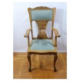 Antique Intricate Carved & Applied Wood Arm Chair