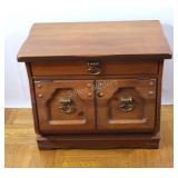 Pine Side / End Table with Cupboard & Upper Drawer
