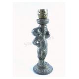Antique Metal Cherub Holding a Torch Candle Holder