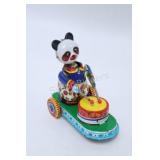 Tinplate Tin Toy Panda Drummer Circus Cart