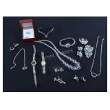 Vintage Clear Rhinestone & Beaded Jewelry