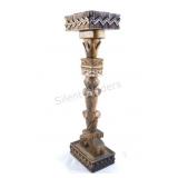 Hand Carved Antique Floor Wooden Candle Holder