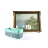 Original Landscape Artwork, Textured Planter