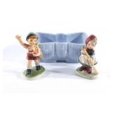 UPCO-USA Pottery Dish & Hummel Style Figurine