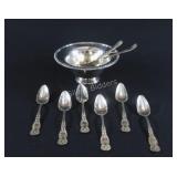 Silverplate Teaspoons, Knife w Sauce Bowl