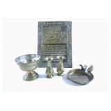 Engraved Brass Plaque, Lidded Dish,Vases, Dish