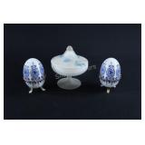 Fenton Art Glass Candy Dish &Victorian Egg Trinket