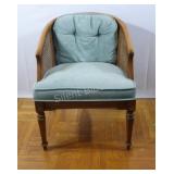 Mid Century Cane Back Barrel Accent Chair