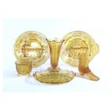 Carnival & Amber Glass Dishes, Vases, Plate