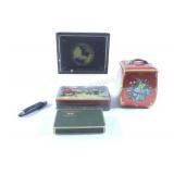Mid Century Tin Collector Boxes w Pocket Knife
