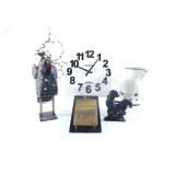Reizen Table Top Clock w Metal Rooster & Letter