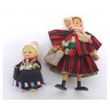 Vintage Polish Wooden Doll & Dutch Souvenir Doll