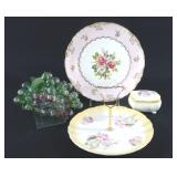 Victorian Dessert Tray, Trinket Dish, Glass Grapes