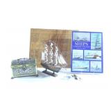 Model Ship, Hard Cover Book, Embossed Chest